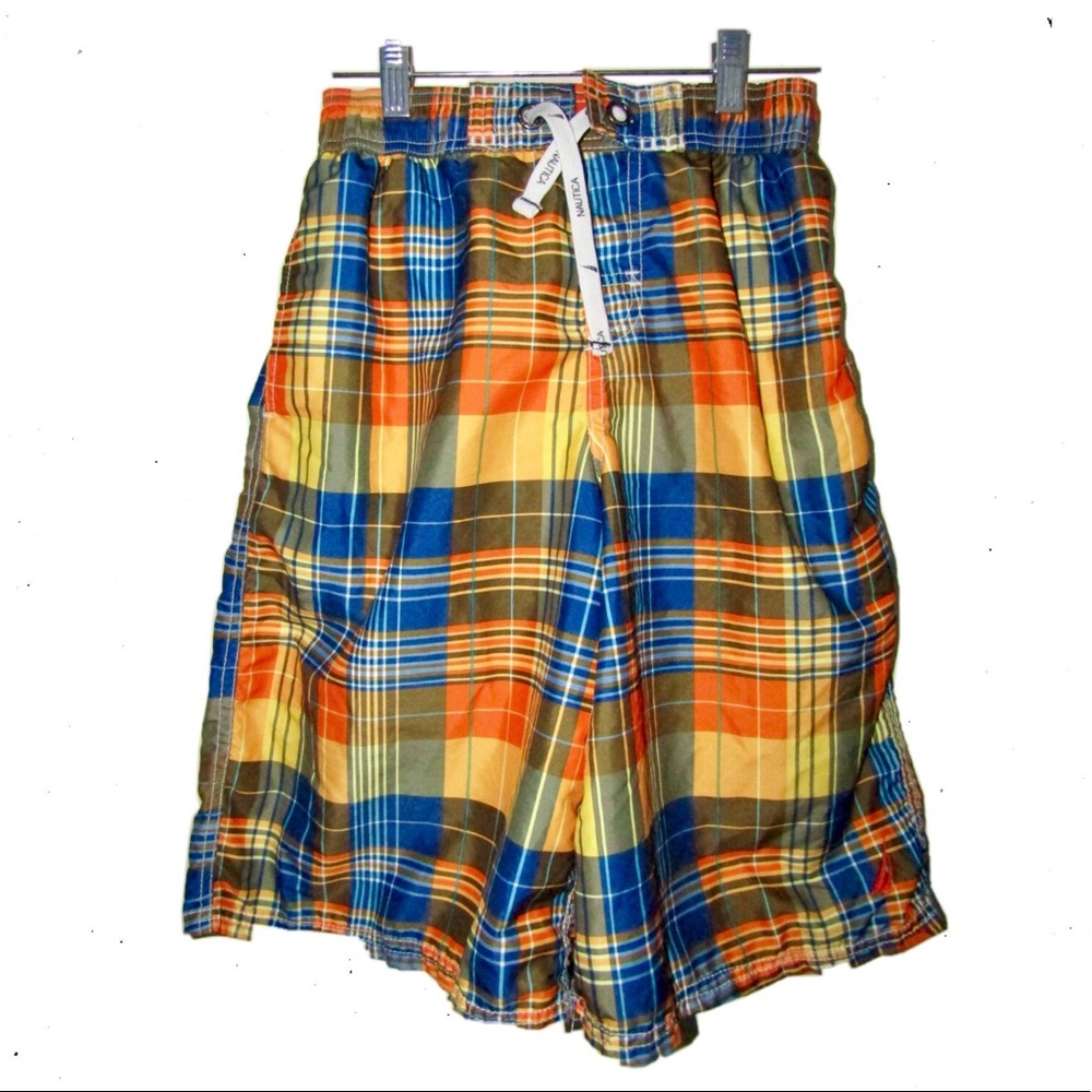 Nautica plaid swim trunks